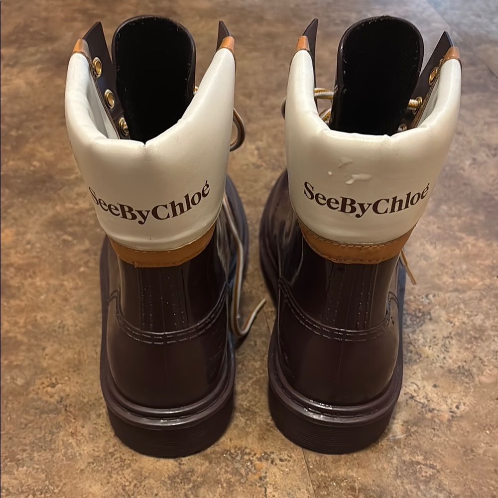 See By Chloé Brown and White Boots